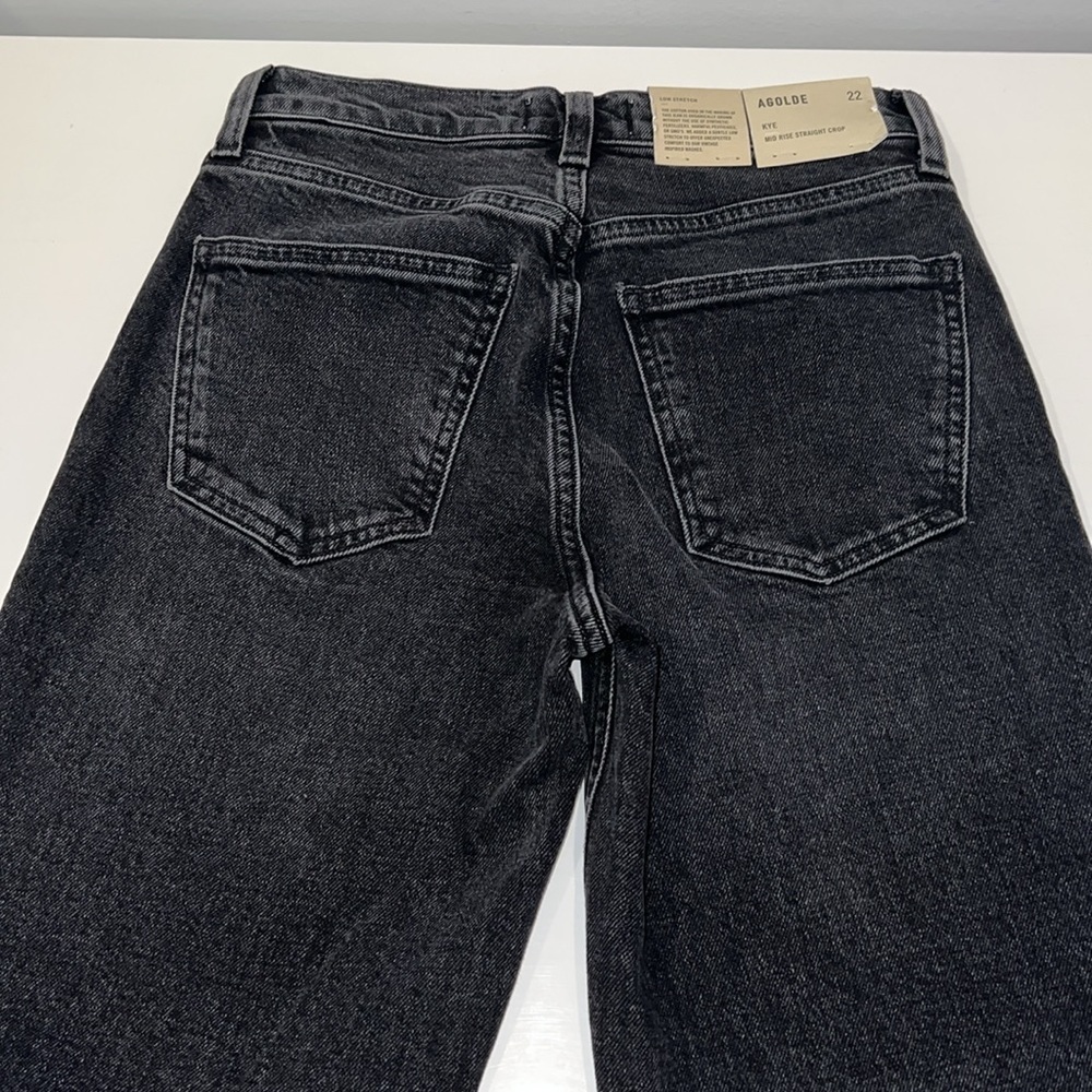 Agolde black kye mid rise straight crop jeans size 22 - Picture 8 of 14